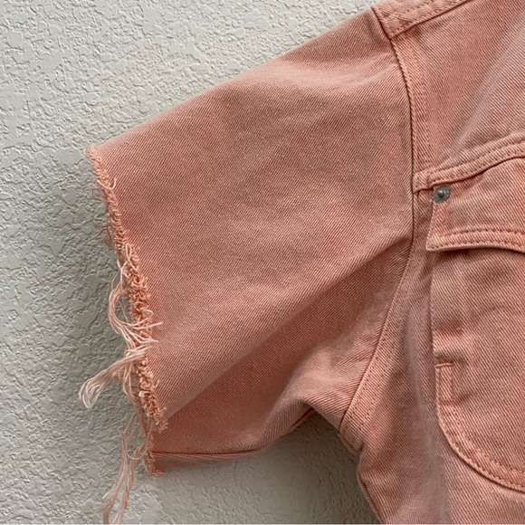 FREEGO Peachy Customized Short Sleeve Oversized Cropped Denim Jacket S - Picture 8 of 12
